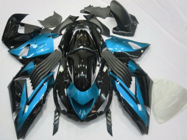 Light Blue and Black Plain 2006-2011 Kawasaki ZX14R Motorcycle Fairing