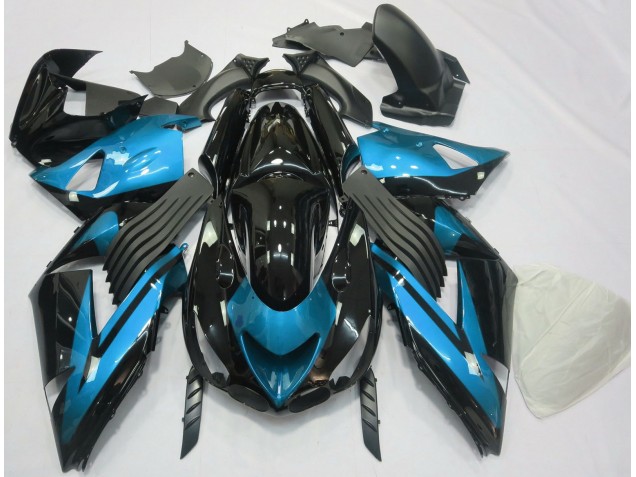 Light Blue and Black Plain 2006-2011 Kawasaki ZX14R Motorcycle Fairing