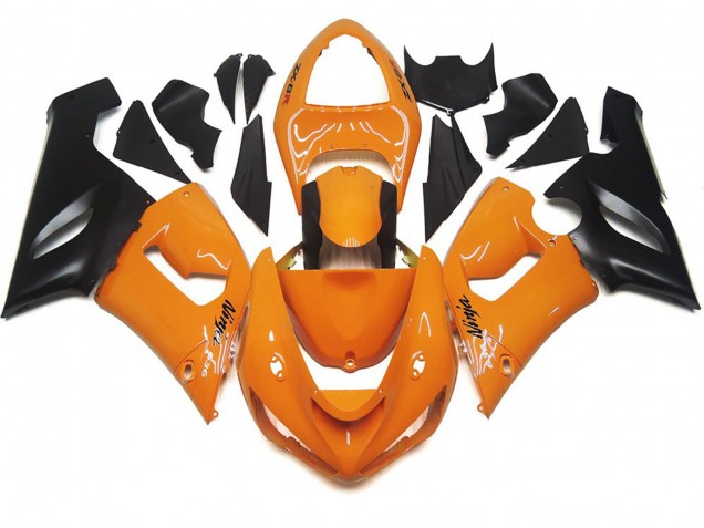 Light Orange and Black 2005-2006 Kawasaki ZX6R Motorcycle Fairing