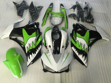 Lime Green and White Shark 2015-2018 Yamaha R3 Motorcycle Fairing