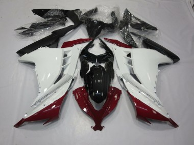 Maroon and White 2013-2018 Kawasaki Ninja 300 Motorcycle Fairing