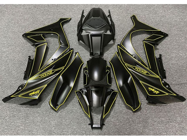 Matte Black & Yellow Lining 2011-2015 Kawasaki ZX10R Motorcycle Fairing