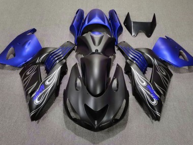 Matte Black and Blue 2006-2011 Kawasaki ZX14R Motorcycle Fairing