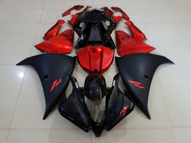 Matte Black and Fire Red 2012-2014 Yamaha R1 Motorcycle Fairing