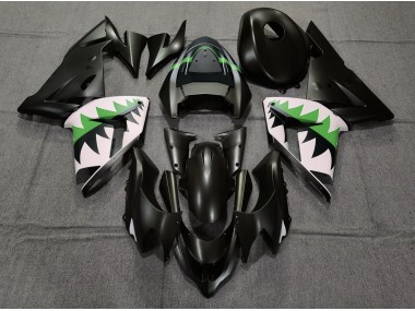 Matte Black and Green 2004-2005 Kawasaki ZX10R Motorcycle Fairing