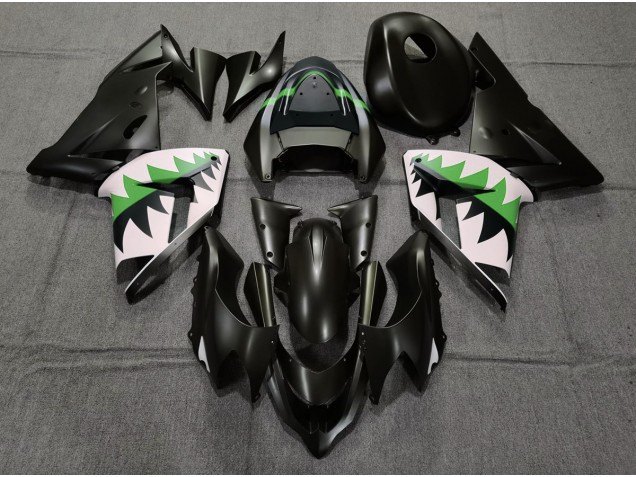 Matte Black and Green 2004-2005 Kawasaki ZX10R Motorcycle Fairing