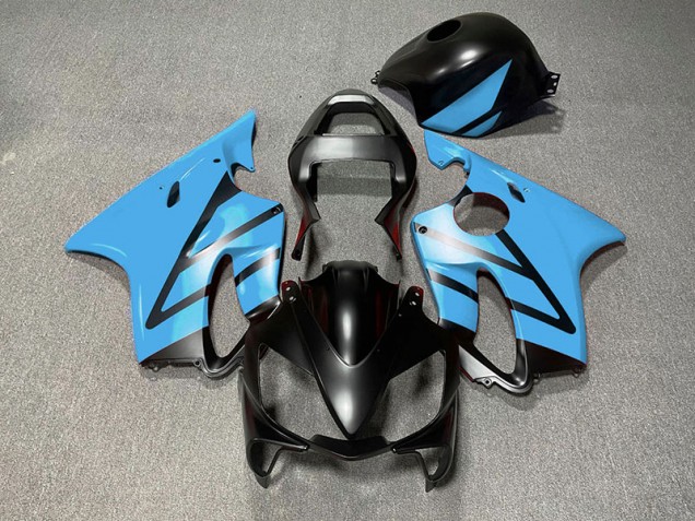 Matte Black and Light Blue 2001-2003 Honda CBR600 F4i Motorcycle Fairing