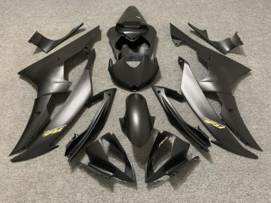 Matte Black with Gold Logo 2008-2016 Yamaha R6 Motorcycle Fairing