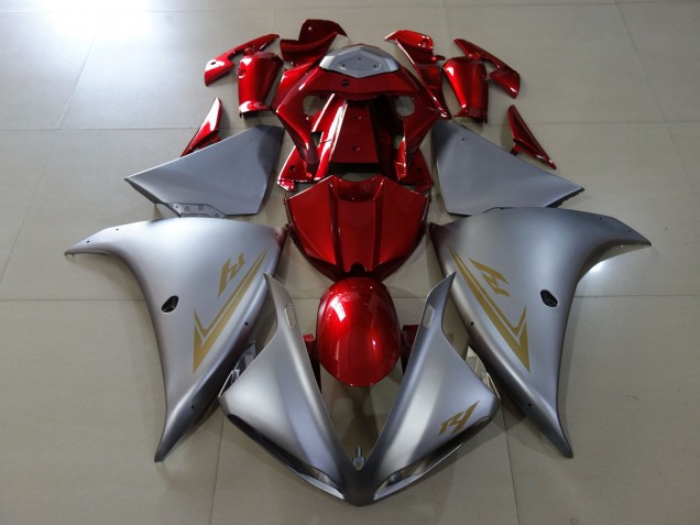 Matte Silver & Gloss Red 2009-2011 Yamaha R1 Motorcycle Fairing