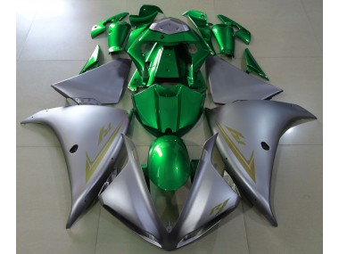 Matte Silver & Green 2009-2011 Yamaha R1 Motorcycle Fairing