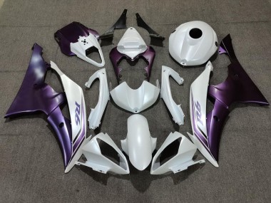 Matte White and Purple 2008-2016 Yamaha R6 Motorcycle Fairing