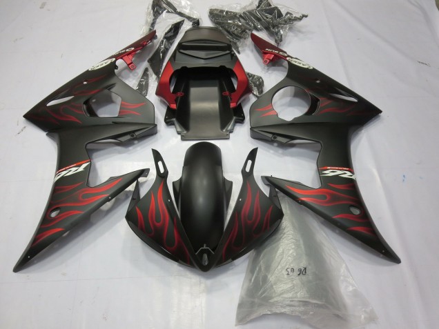 Matte red Flame 2003-2004 Yamaha R6 Motorcycle Fairing