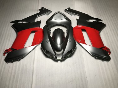 Metallic Silver with Red 2007-2008 Kawasaki ZX6R Motorcycle Fairing