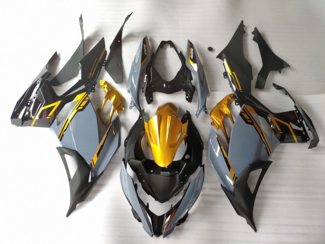 Nardo Grey & Gold 2018-2023 Kawasaki Ninja 400 Motorcycle Fairing