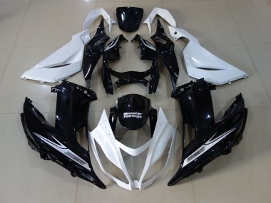 Pearl White and Black 2013-2018 Kawasaki ZX6R Motorcycle Fairing