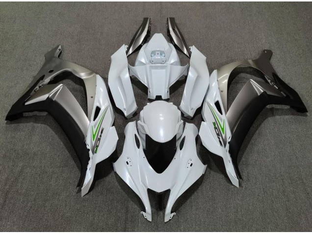 Pearl White and Silver 2016-2019 Kawasaki ZX10R Motorcycle Fairing