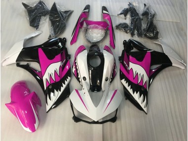 Pink and White Shark 2015-2018 Yamaha R3 Motorcycle Fairing