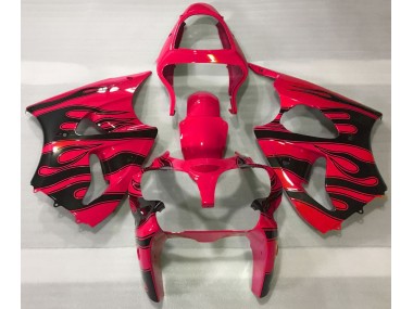 Red & Black Flame 2000-2002 Kawasaki ZX6R Motorcycle Fairing