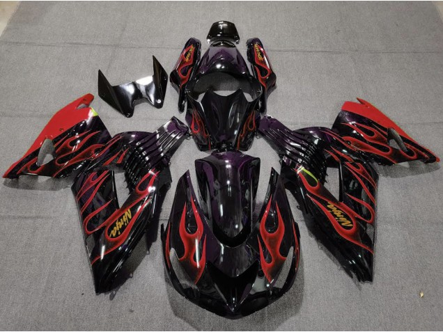 Red Flame 2006-2011 Kawasaki ZX14R Motorcycle Fairing