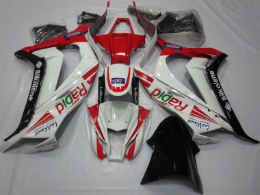 Red White Black Ra 2011-2015 Kawasaki ZX10R Motorcycle Fairing