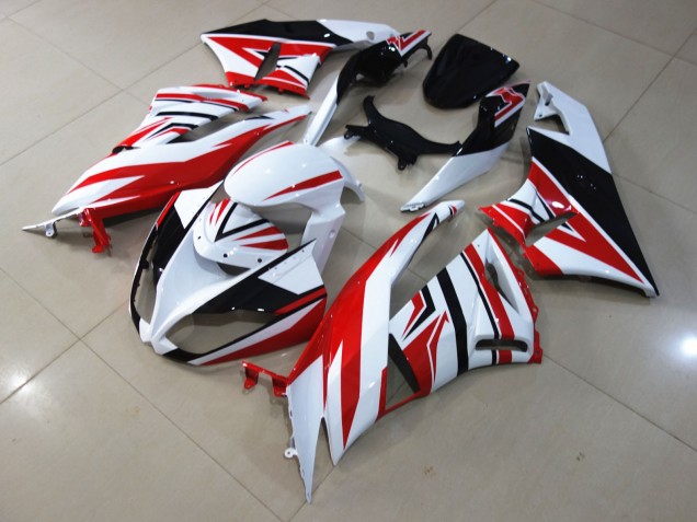 Red White Zagg 2009-2012 Kawasaki ZX6R Motorcycle Fairing