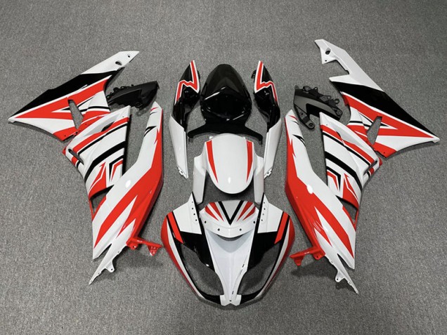 Red White and Black Zag 2009-2012 Kawasaki ZX6R Motorcycle Fairing