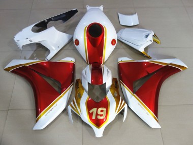 Red and White 19 2008-2011 Honda CBR1000RR Motorcycle Fairing