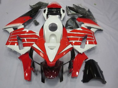 Red and White Large Stripe 2005-2006 Honda CBR600RR Motorcycle Fairing