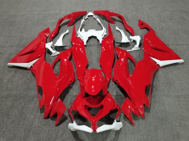 Red with White 2019-2023 Kawasaki ZX6R Motorcycle Fairing