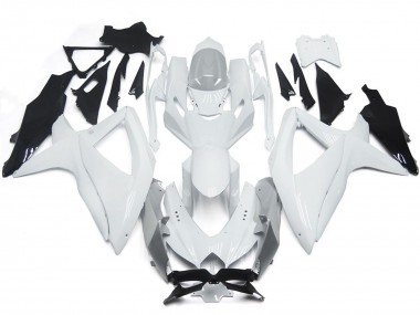 Shining Gloss White With Silver 2008-2010 Suzuki GSXR 600-750 Motorcycle Fairing