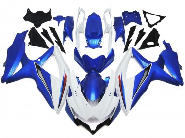 Shining Gloss White With Silver and blue 2008-2010 Suzuki GSXR 600-750 Motorcycle Fairing