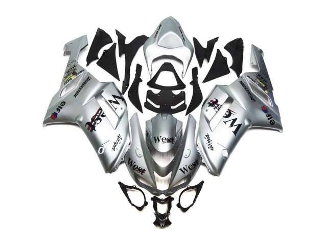 Silver West Gloss 2007-2008 Kawasaki ZX6R Motorcycle Fairing