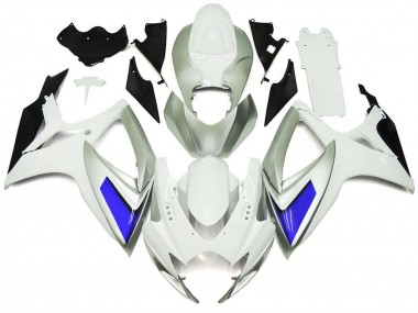 Silver White and Blue Gloss Style 2006-2007 Suzuki GSXR 600-750 Motorcycle Fairing