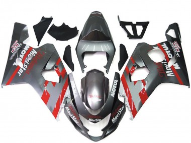 Silver and Red MoviStar 2004-2005 Suzuki GSXR 600-750 Motorcycle Fairing