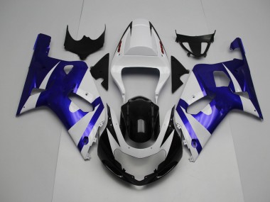 White and Blue 2001-2003 Suzuki GSXR 600-750 Motorcycle Fairing