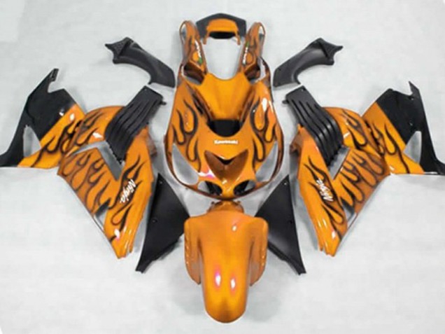 Yellow Black Flame 2006-2011 Kawasaki ZX14R Motorcycle Fairing