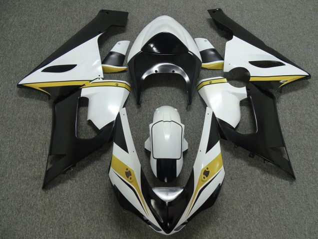 Yellow White and Black 2005-2006 Kawasaki ZX6R Motorcycle Fairing