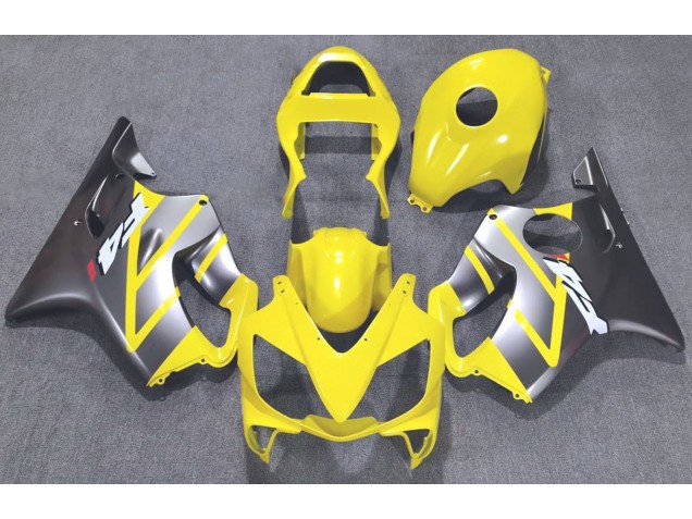 Yellow and Matte Silver 2001-2003 Honda CBR600 F4i Motorcycle Fairing